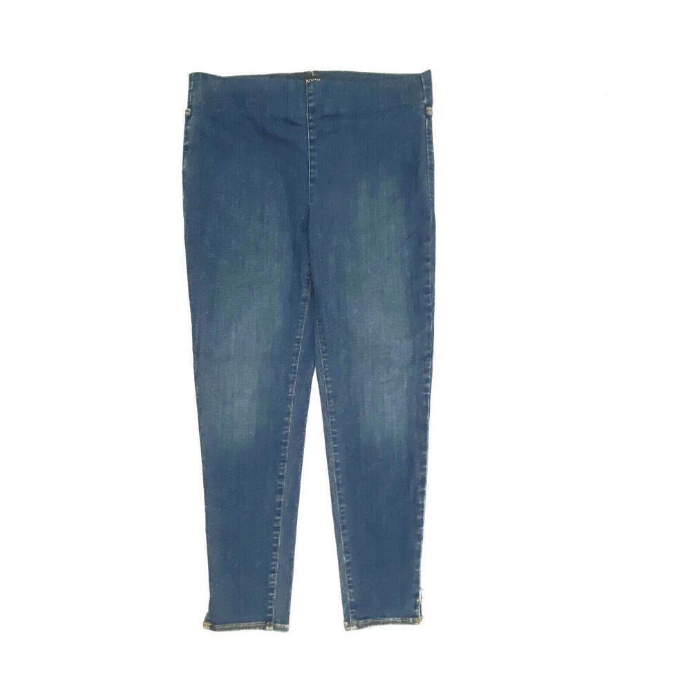 NYDJ Pull On Skinny Women's size PL Medium Wash Blue Denim Jeans